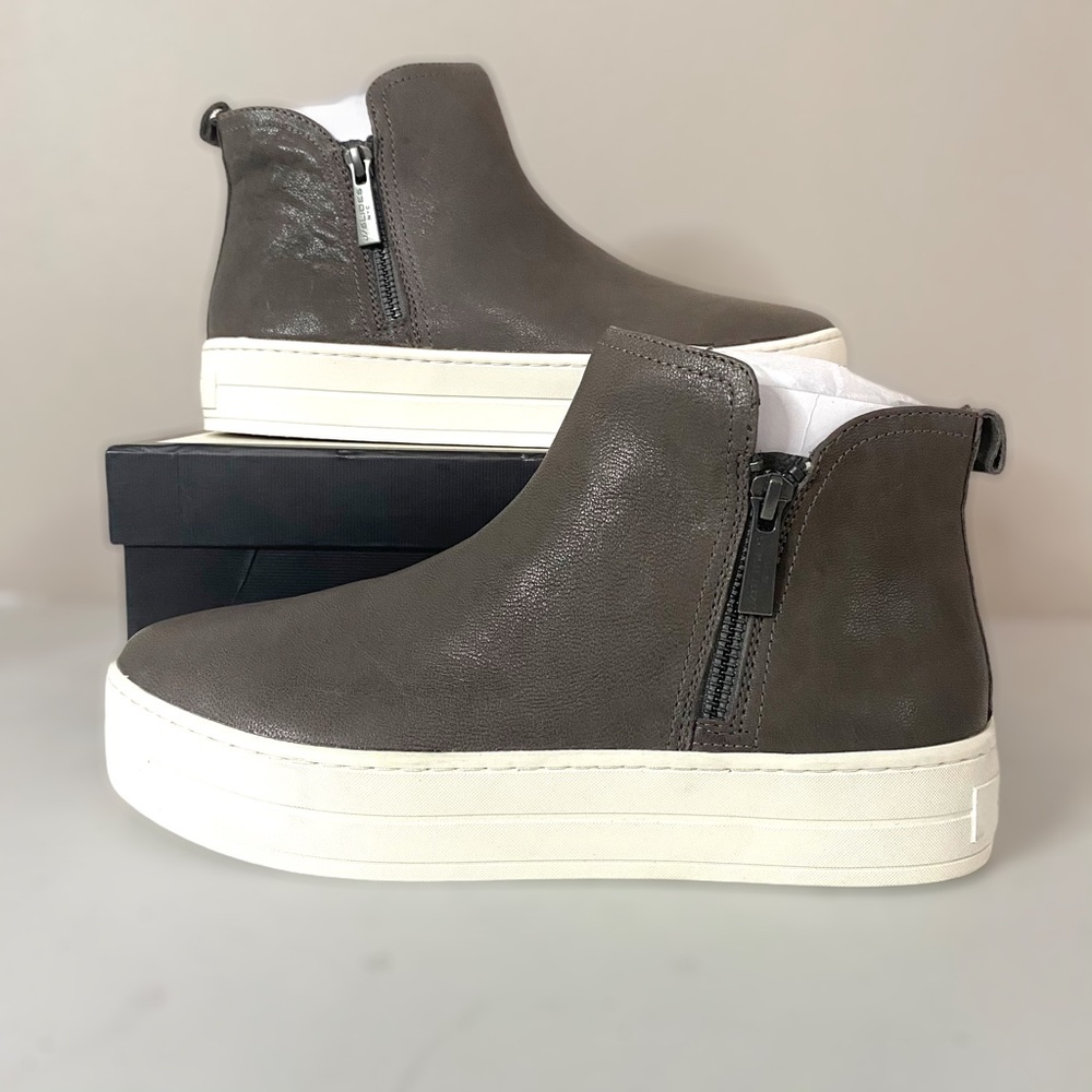 NWT J/Slides Cindy Grey Leather High Top Sneakers 8.5